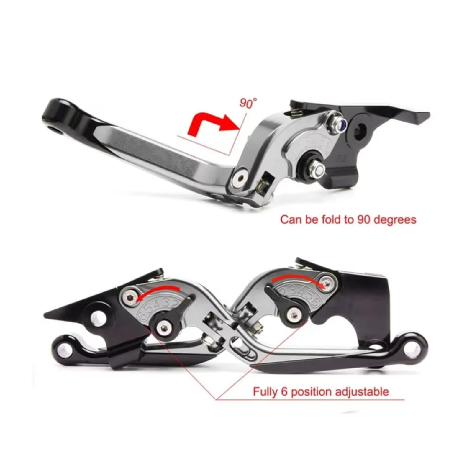 Compatibile Con Yamaha Per YZF-R6 2005-2016 Moto CNC Leva Frizione Leva Freno Set Leve Maniglia Pieghevole Regolabile Ricambi Per Moto Kit Leve Moto(Silver)