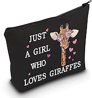 Vista 1 de LEVLO Divertida bolsa de cosméticos – Regalo para amantes de los animales – Just A Girl Who Loves Giraffes Makeup Zipper Bag Bag, Ama a la jirafa