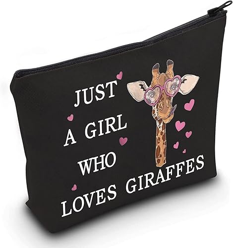 LEVLO Divertida bolsa de cosméticos  Regalo para amantes de los animales  Just A Girl Who Loves Giraffes Makeup Zipper Bag Bag, Ama a la jirafa