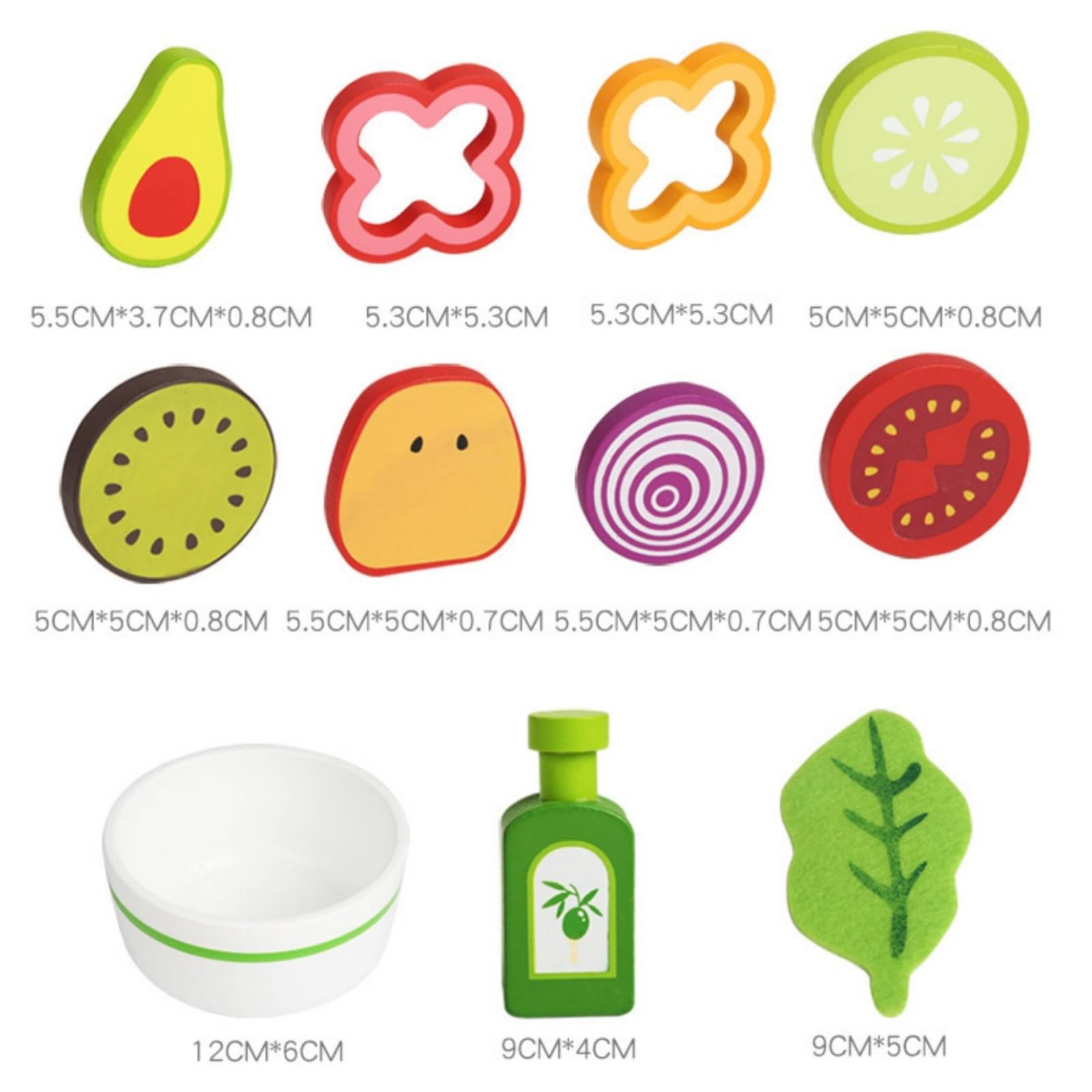 Set Insalata Giocattolo con Ciotola e Cucchiaio Educativo Giocattolo di Ortaggi di Legno Sicuro e Atossico Set Cibo da in Legno