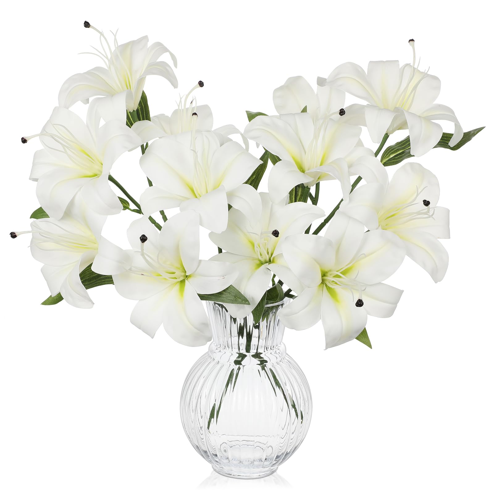 Fleurs de lys artificielles blanches 45 cm bouquet de fausses fleurs pour maison