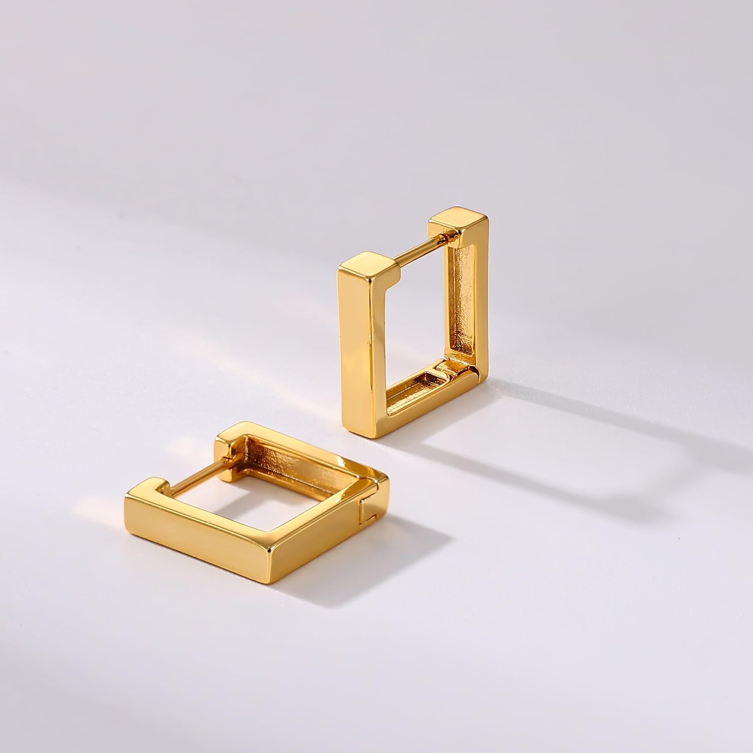 Gacimy Gold Huggie Hoop Earrings for Women 14k Gold Plated, Small Hoop Earrings for Women, 1/2 Inch Yellow Color Earrings for Women - Image 4