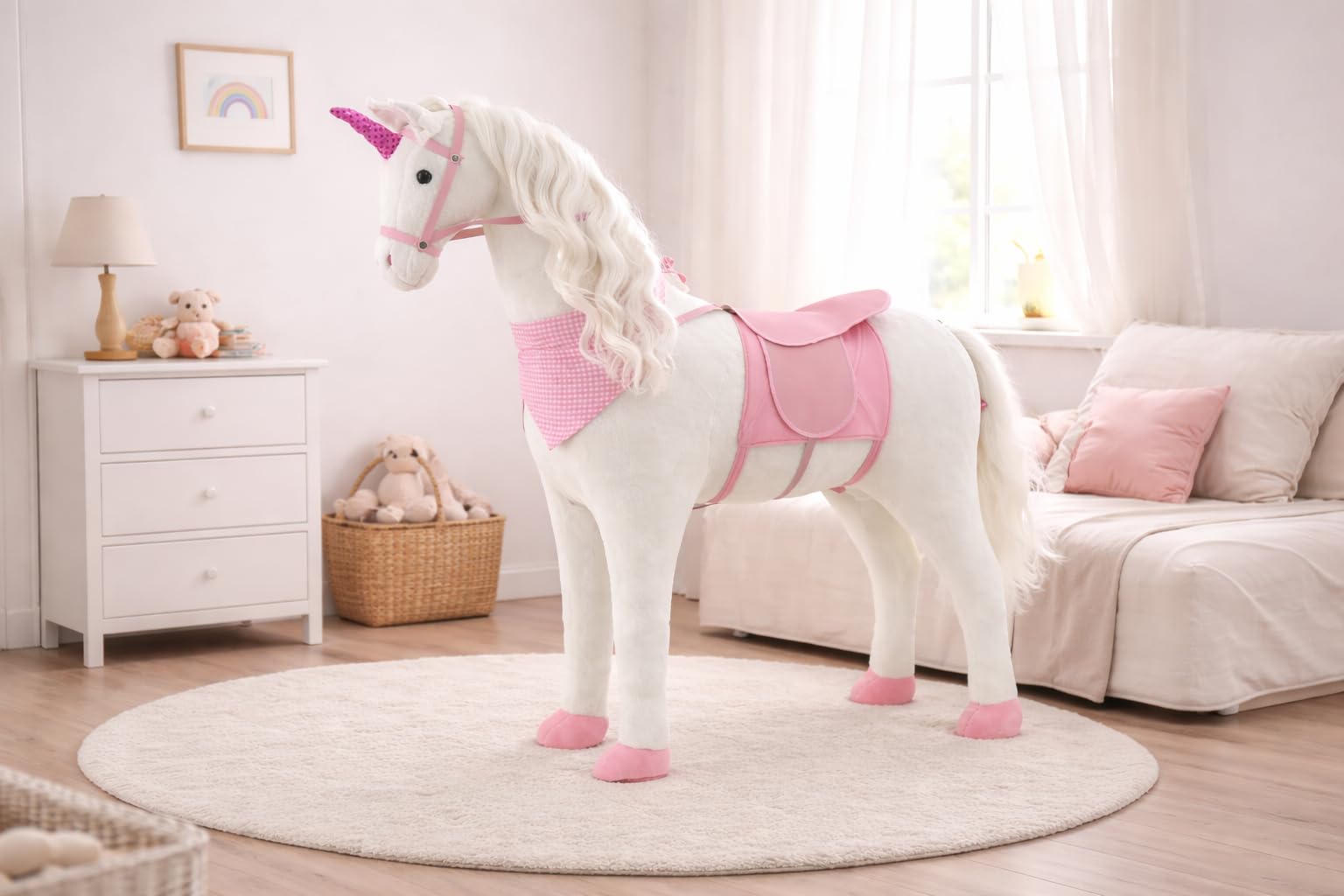 Sweety Toys 10387 Jednorożec pluszowy koń stojący koń jeździecki