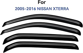Window Visors Rain Guards Shield for 2005-2016 Nissan Xterra, Tape-on Window Wind Deflectors Vent Shades for 05-16 Nissan Xterra
