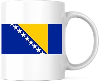 Bosnia World Flag Coffee Mug - Bosnian Pride - 11 Ounce Coffee Mug - Printed On Both Sides - Choose from Over 100 Countries - Microwave & Dishwasher Safe - White Handle & Interior - BMCM00831
