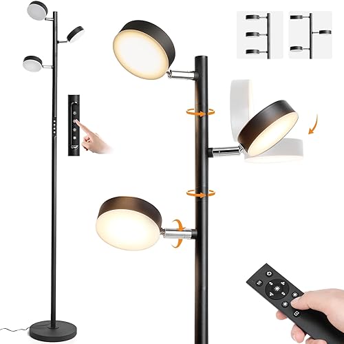LED Tree Floor Lamp with Remote & Touch Control, 3
