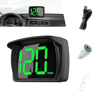 1 PC Car Speedometer Display, 3.15" X 2.13" GPS Digital Speedometer, Plug & Play KM/H & MPH with Led Large Fonts, Universal Heads Up Display for Cars (Black & Green)