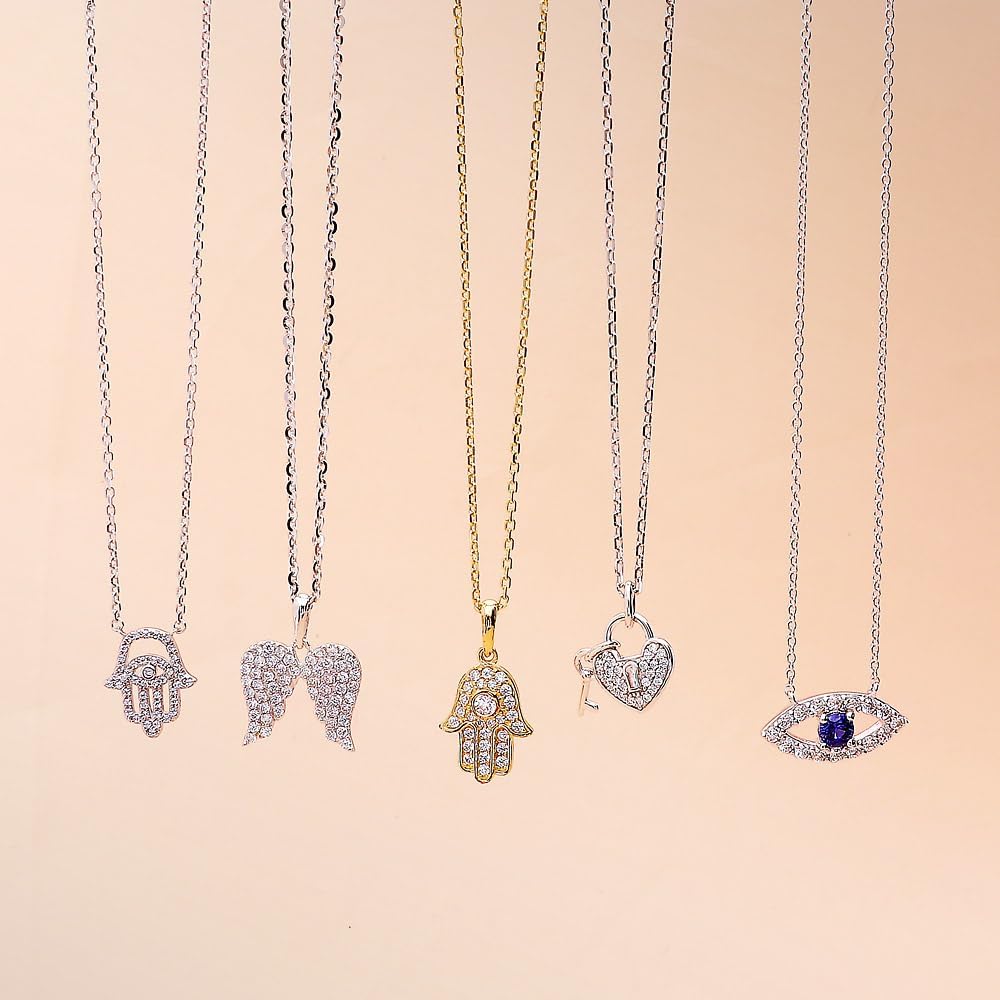 BERRICLE Sterling Silver Angel Wings Pendant Necklace for Women, Cubic Zirconia CZ - Image 6