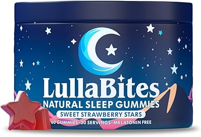 LullaBites - Natural Sleep Gummies - Made in USA - With 5-HTP, L-Theanine, Magnesium & Valerian Root - Melatonin Free - Vegan - Halal - Sugar, Gluten Free - Sweet Strawberry - 60 Gummies - 30 Servings