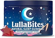 LullaBites - Natural Sleep Gummies - Made in USA - With 5-HTP, L-Theanine, Magnesium & Valerian Root - Melatonin Free - Vegan - Halal - Sugar, Gluten Free - Sweet Strawberry - 60 Gummies - 30 Servings