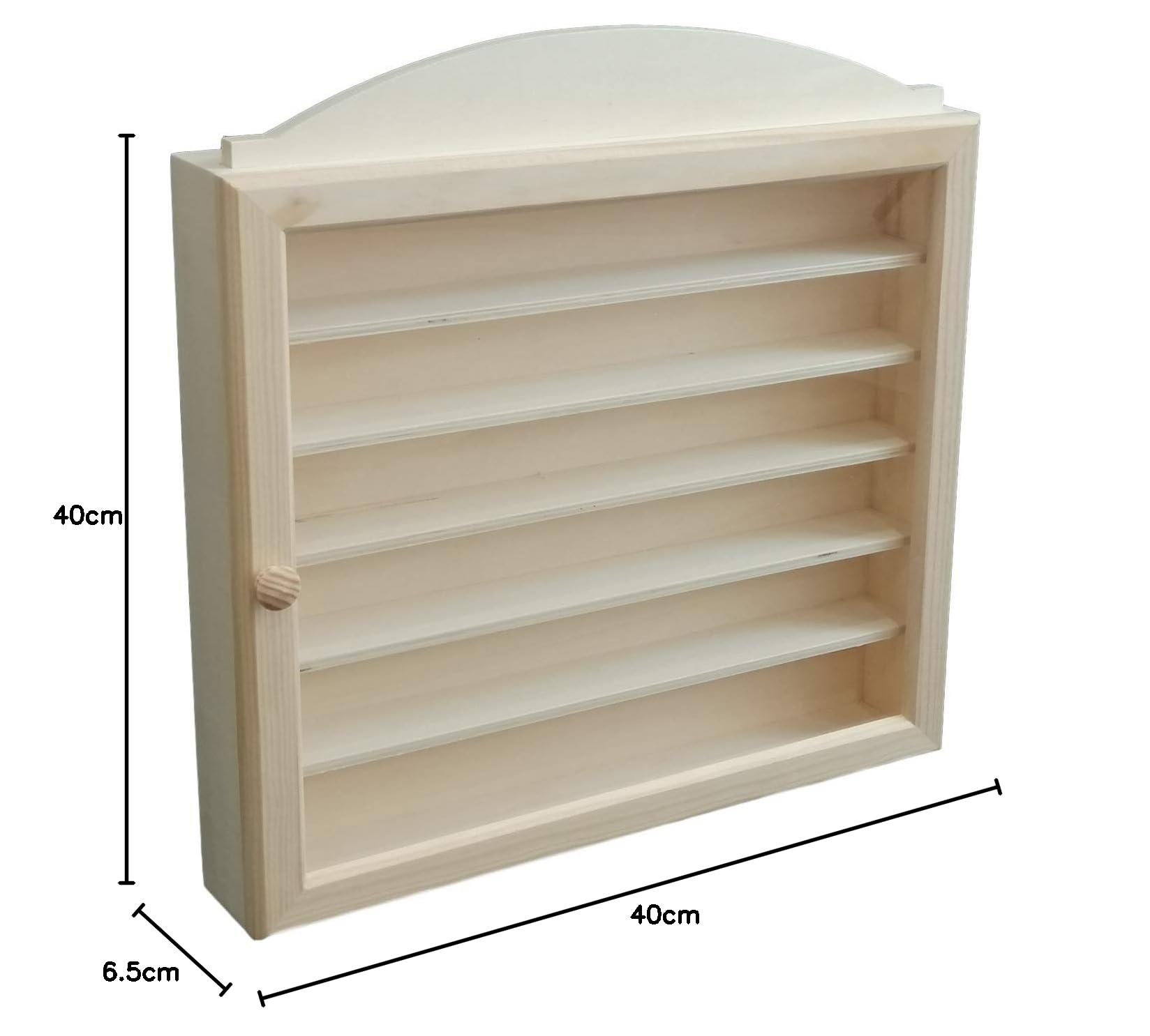 Greca - Vetrina per collezione, in legno, con 6 ripiani per diversi articoli, porta in vetro, in legno naturale, uso decorativo
