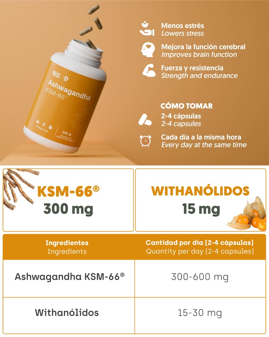 Ashwagandha KSM-66® (5% Whitanólidos) - Formato XXL, 4 Meses - 15:1 Extracto Puro Ultraconcentrado - Menos Estrés, Ansiedad, Más Energía, Sueño Reparador y Regulador de Cortisol