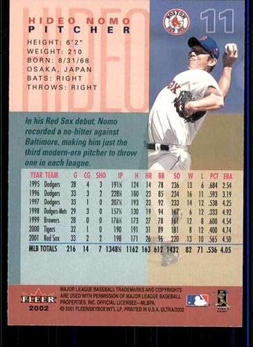 Miniatura 2 de Baseball MLB 2002 Fleer Ultra #11 Hideo Nomo EX Red Sox