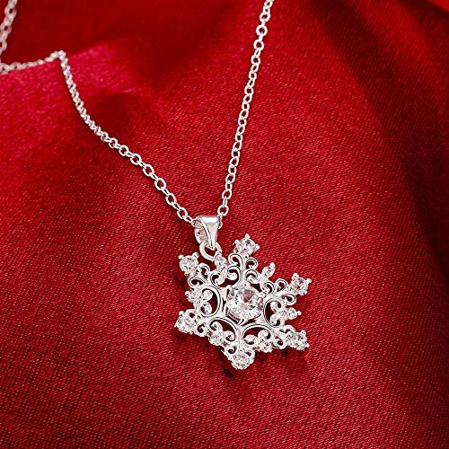 Collier fin flocon de neige en argent 925 et strass brillants
