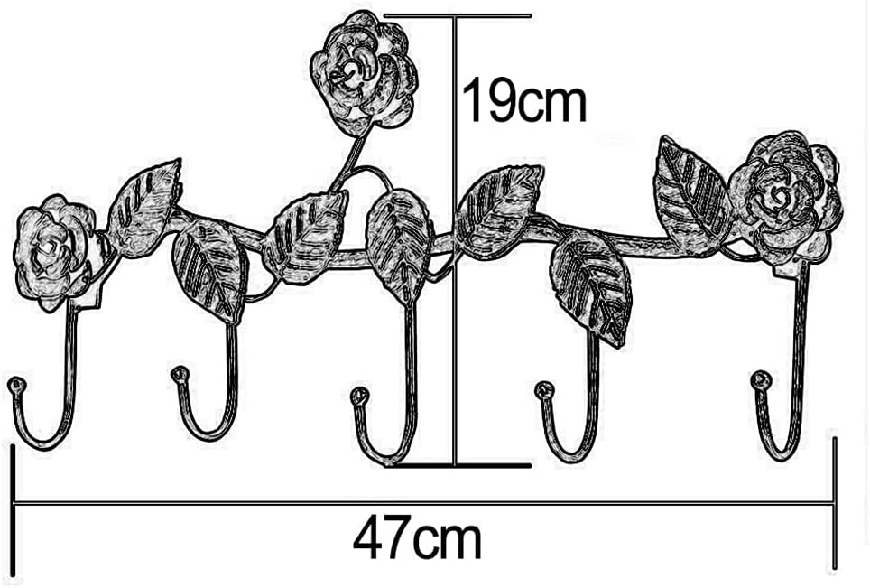 フラワーコートラックフックハットホルダー壁掛け、鋳鉄キーラックウォールハンガー、ウォールオーガナイザー装飾ファームハウスフックタオル