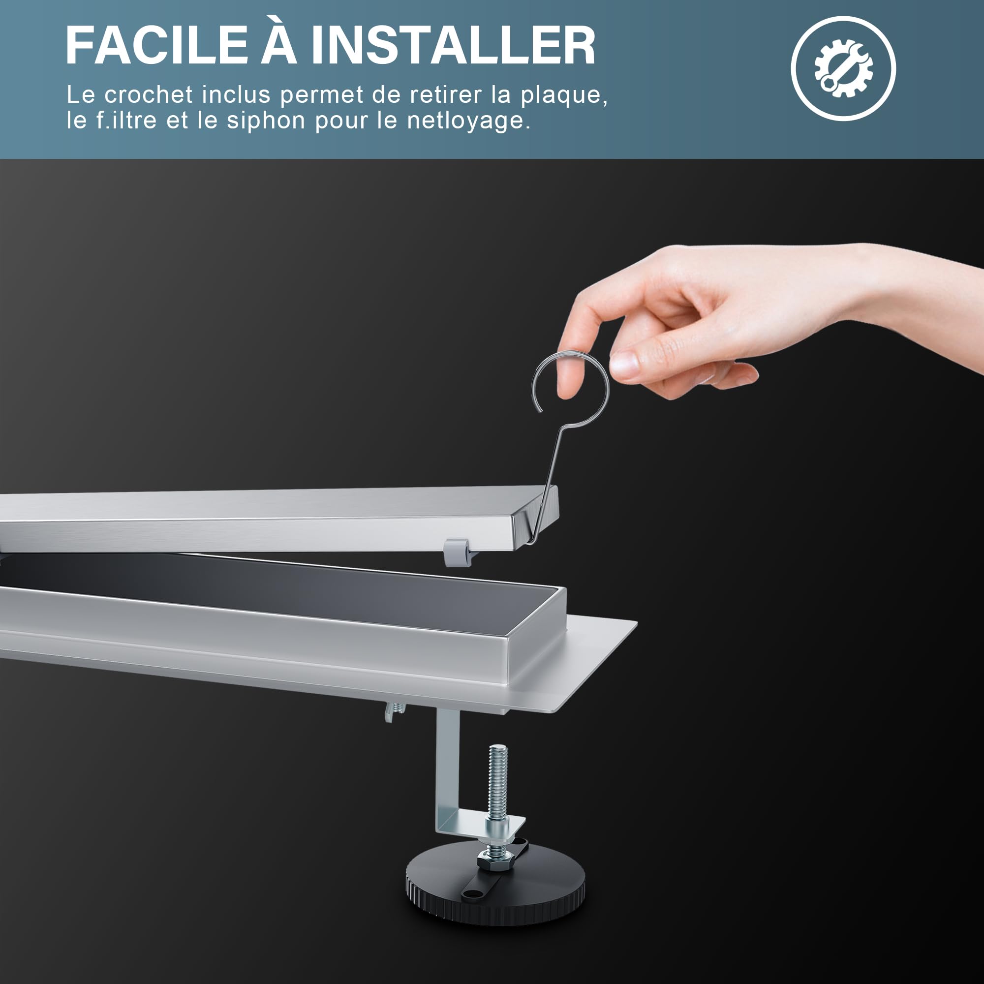 SIRHONA Caniveau Douche Italienne 70cm à carreler, Siphon de Sol Douche Italienne, Modèle 2 en 1, Acier Inoxydable