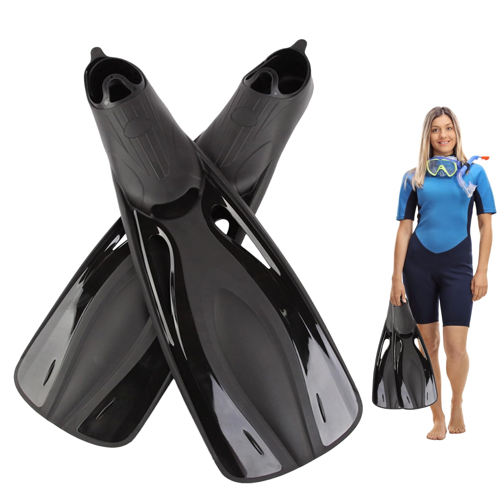 Pinne da snorkeling, set di pinne da snorkeling per adulti, 1 paio di pinne regolabili per attività all'aria aperta, attrezzatura da allenamento per donne, uomini, professionisti principianti
