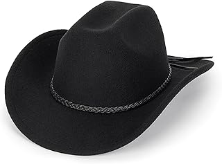 Tefrine Classic Cowboy Hat for Men and Women Wide Brim Fedora with Strap Timeless Cowboy Accessories for Women Perfect Cow...