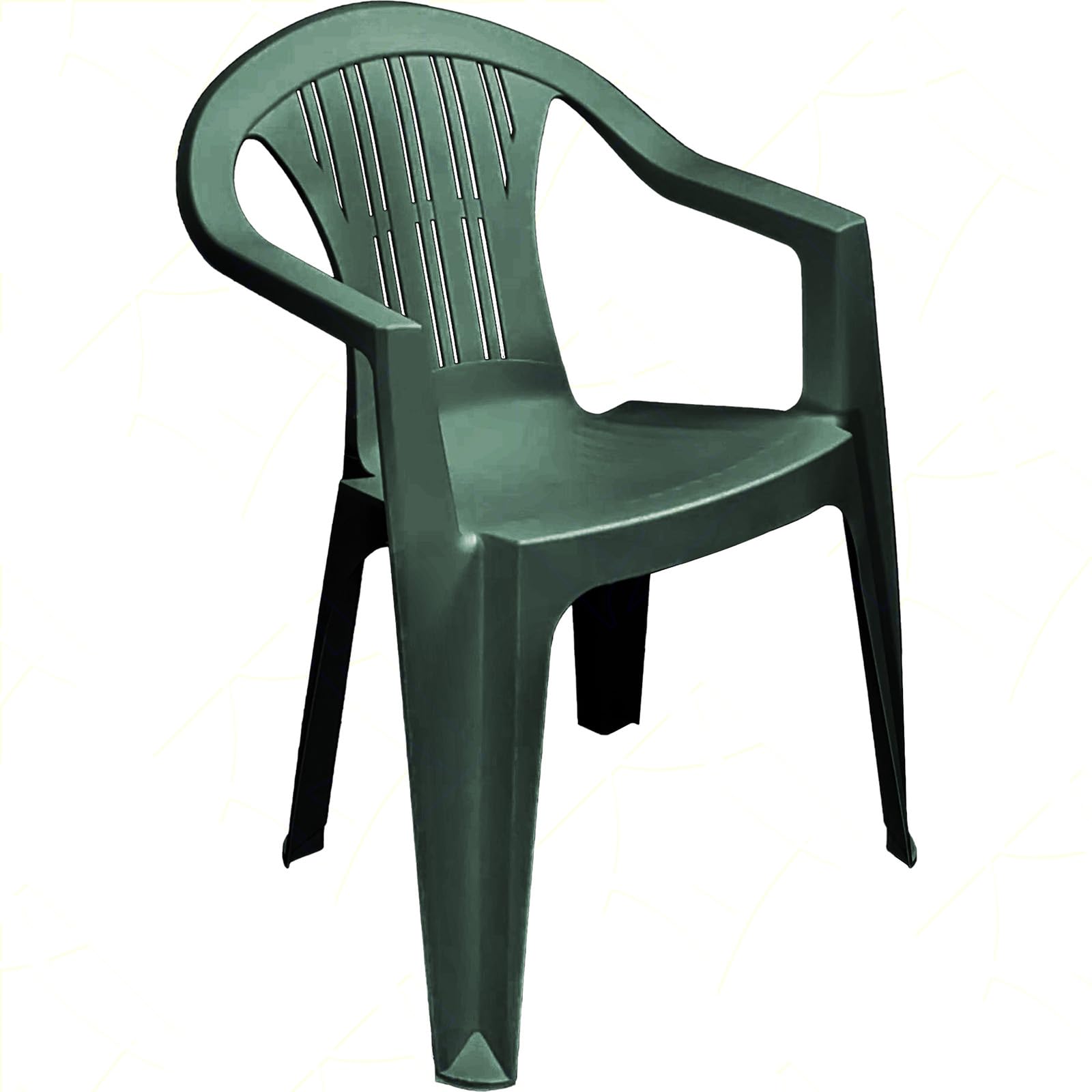 Sicignano | Sillón Ratak con respaldo bajo monobloque apilable verde acabado mate, 56 x 54 x 79 (alt) cm – Silla con reposabrazos de plástico para interior y exterior, jardín, balcón o terraza,
