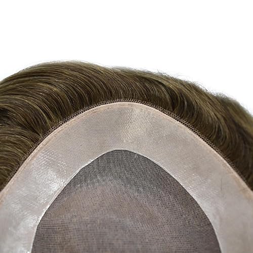 Miniatura 3 de Toupee - Sistema de reemplazo de cabello humano para hombre, revestimiento de polietileno, piezas de pelo para hombres, línea capilar natural, gris,