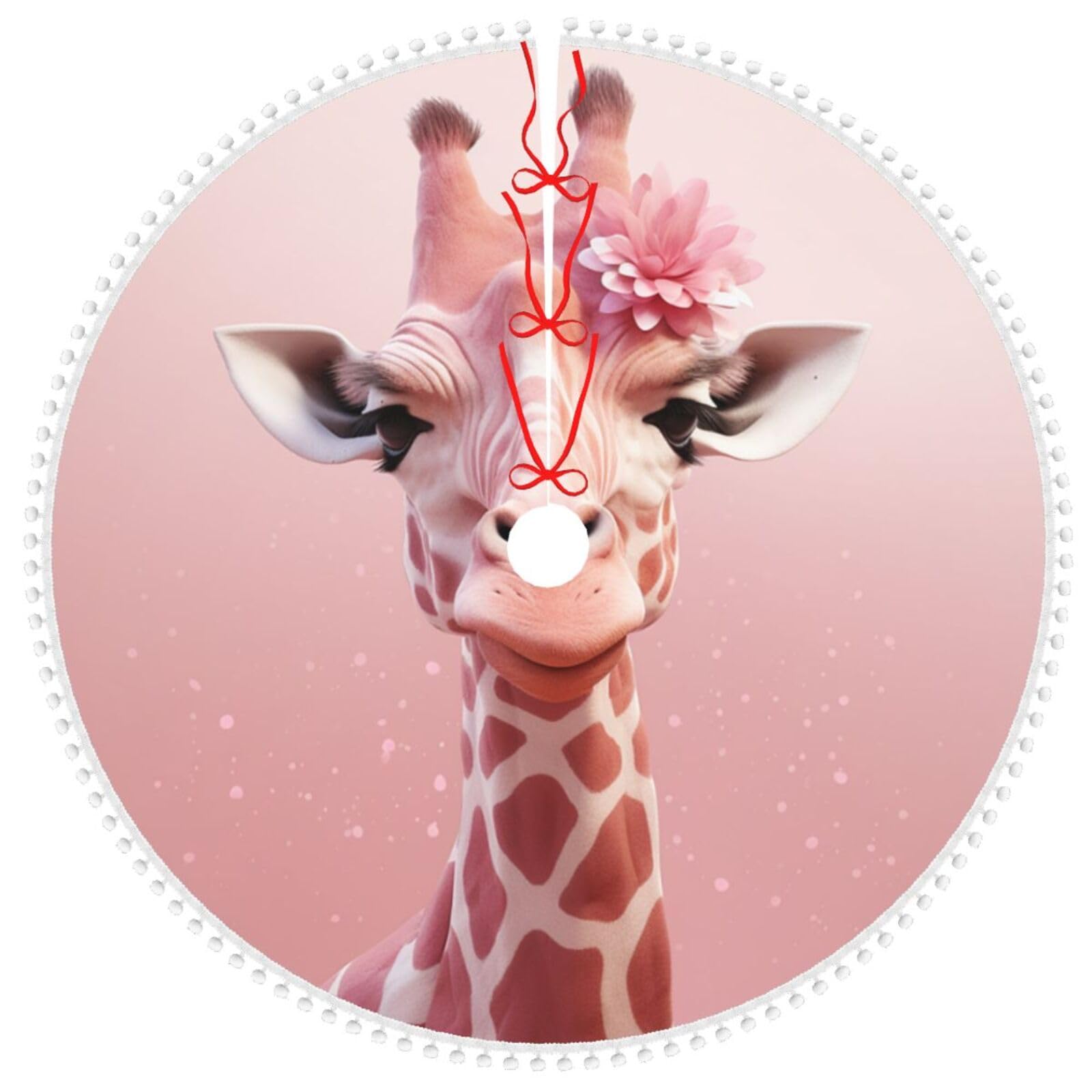 Jupe de sapin de Noël girafe rose 122cm tapis de pied arbre