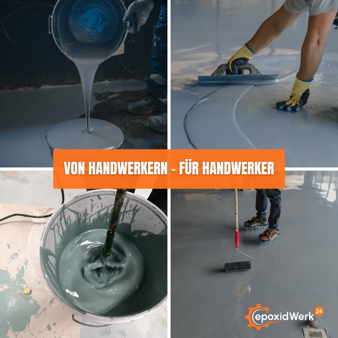 2K Epoxidharz Bodenbeschichtung RAL 7032 - Kieselgrau - Garage, Werkstatt, Keller, Industrie Langlebig - 5 kg Set mit Harz und härter für böden, betongarage, bodenfarbe, einfache anwendung