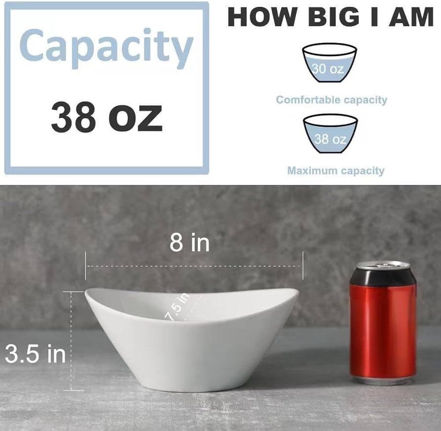 Amazon.com: Buyajuju Porcelain Salad Bowls, 38 Ounce pasta bowls