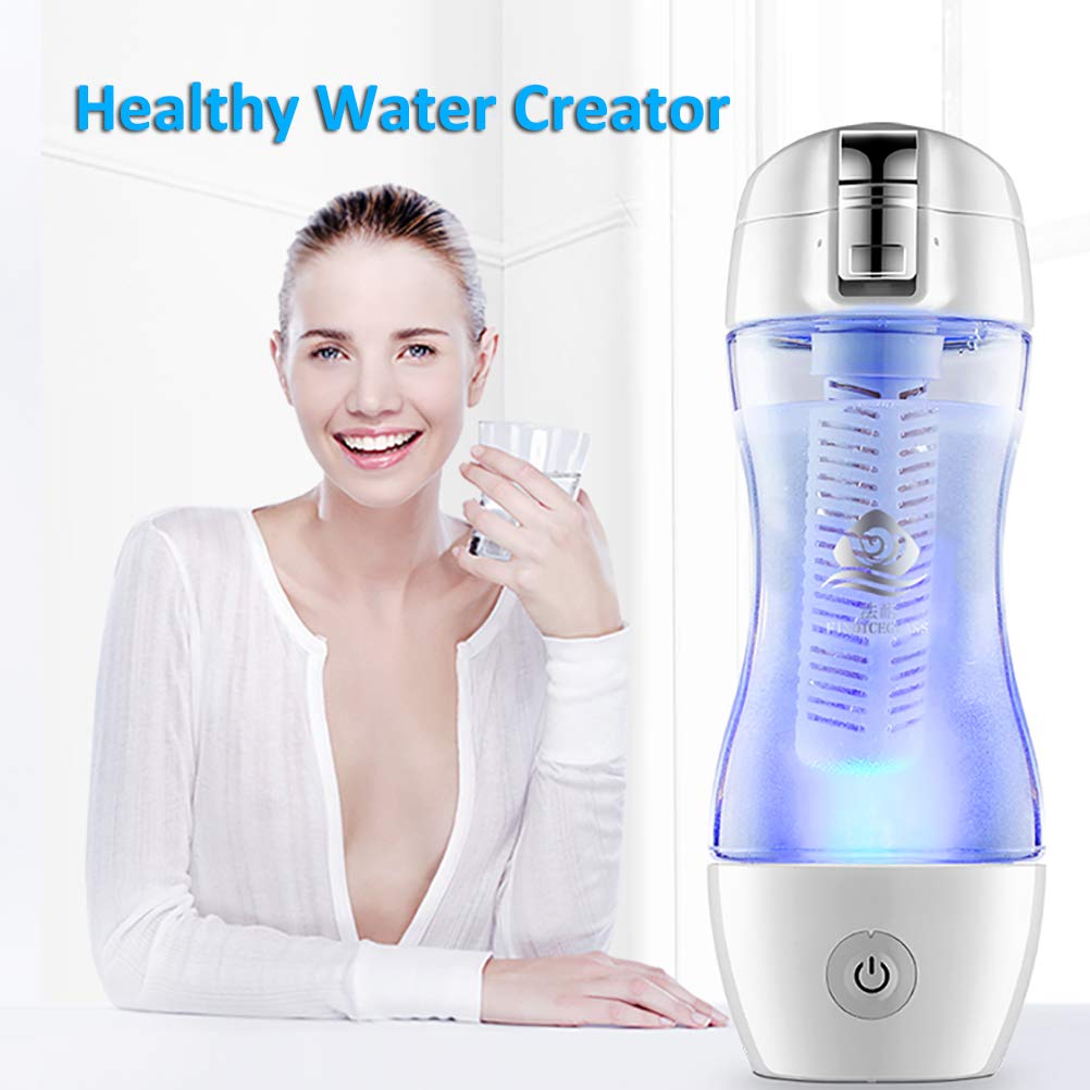 Botella de agua de hidrógeno hidrolizada portátil, taza de agua rica en hidrógeno, ionizador de tecnología Pem, generador de agua ionizada recargable USB portátil, botella de vidrio antioxi