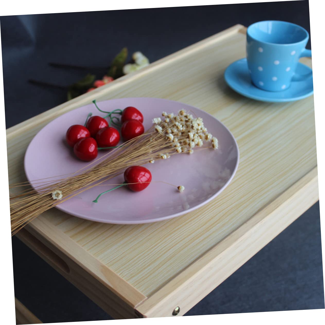 TEHAUX Solid Wood Bed Tray Multi-Function Folding Table Portable Serving Study Breakfast