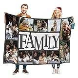 EastArts Christmas Blanket Gifts /Dad/Baby//Mom/Girls Custom Blankets with Photos and Text Multiple Colors Sizes Soft Flannel Personalized Customized Family Blankets, 50X70 inch(130x180cm)