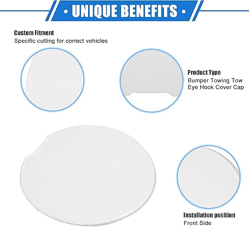 Miniatura 3 de VekAuto Tapa de gancho para remolque de automóvil compatible con Ford Explorer 2011-2015, parachoques delantero blanco de plástico duradero