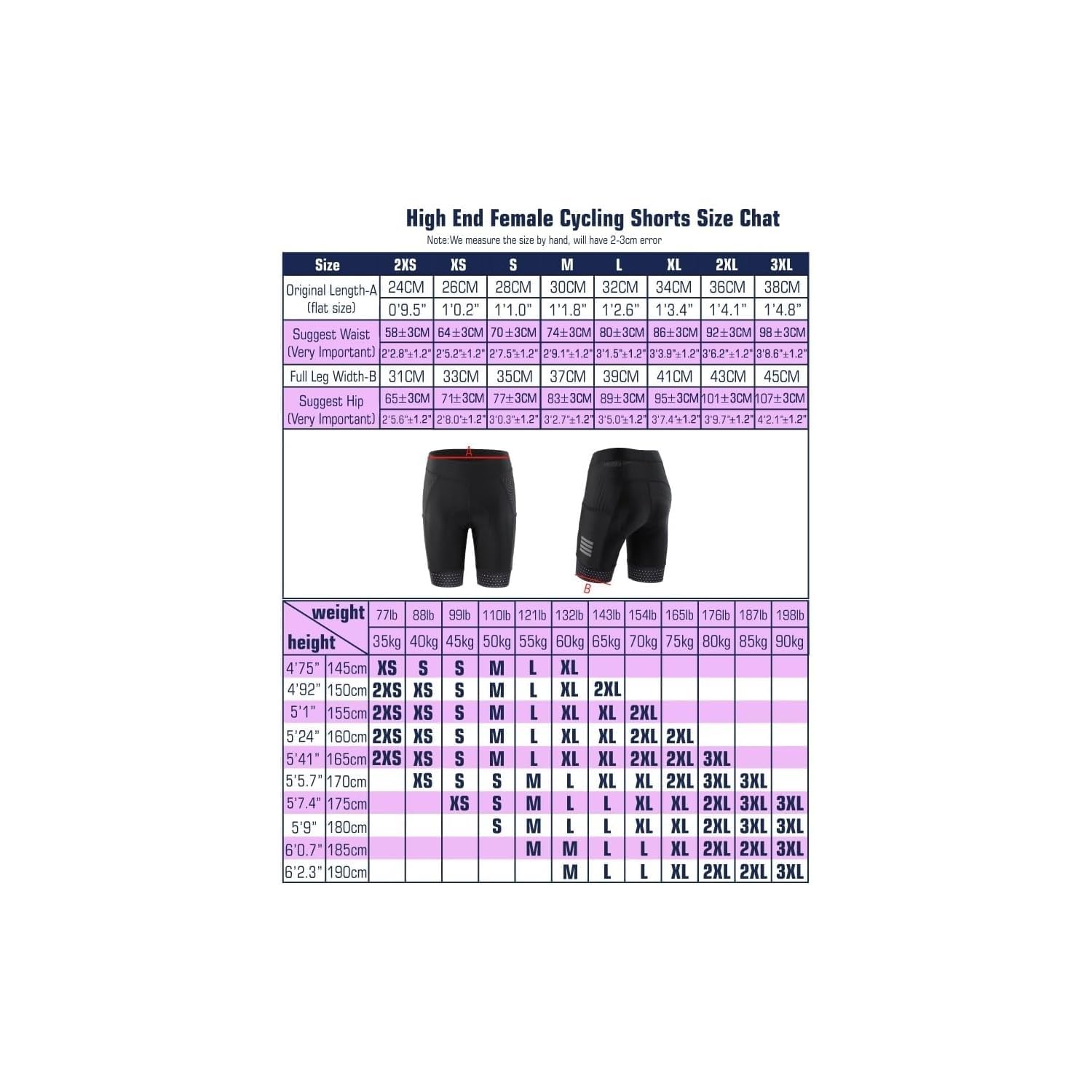 Cuissards de Cyclisme Cuissards de Cyclisme Femmes Short Respirant Mode Dame Été Vélo Rembourré Femme Noir et Bleu Serré avec Poches
