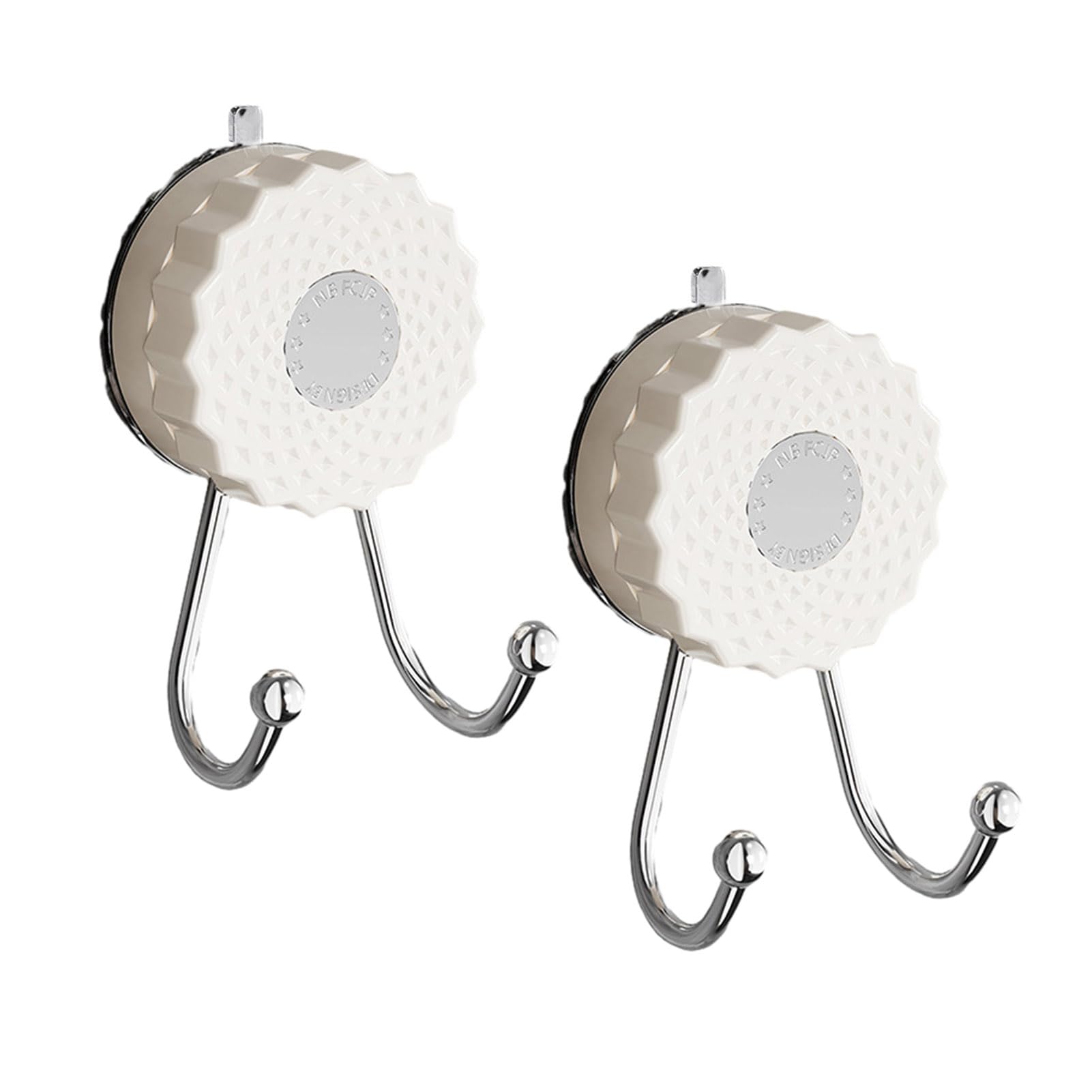 Virelynx 2Pcs Double Hook Wall Hooks – No Punching Towel Hook Suction, Strong Load Bearing Waterproof Rustproof Adjustable Hanging