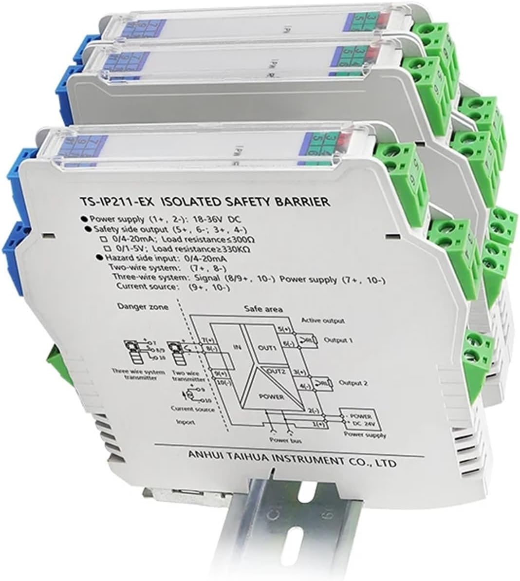 AVIMYA Explosion-Proof Isolator Multi-Channel 0-10V 4-20mA Digital Output Intrinsically Safe Isolation Barrier Din Rail Analog Signal (Color : 1 IN 1OUT, Size : DC18-36V)