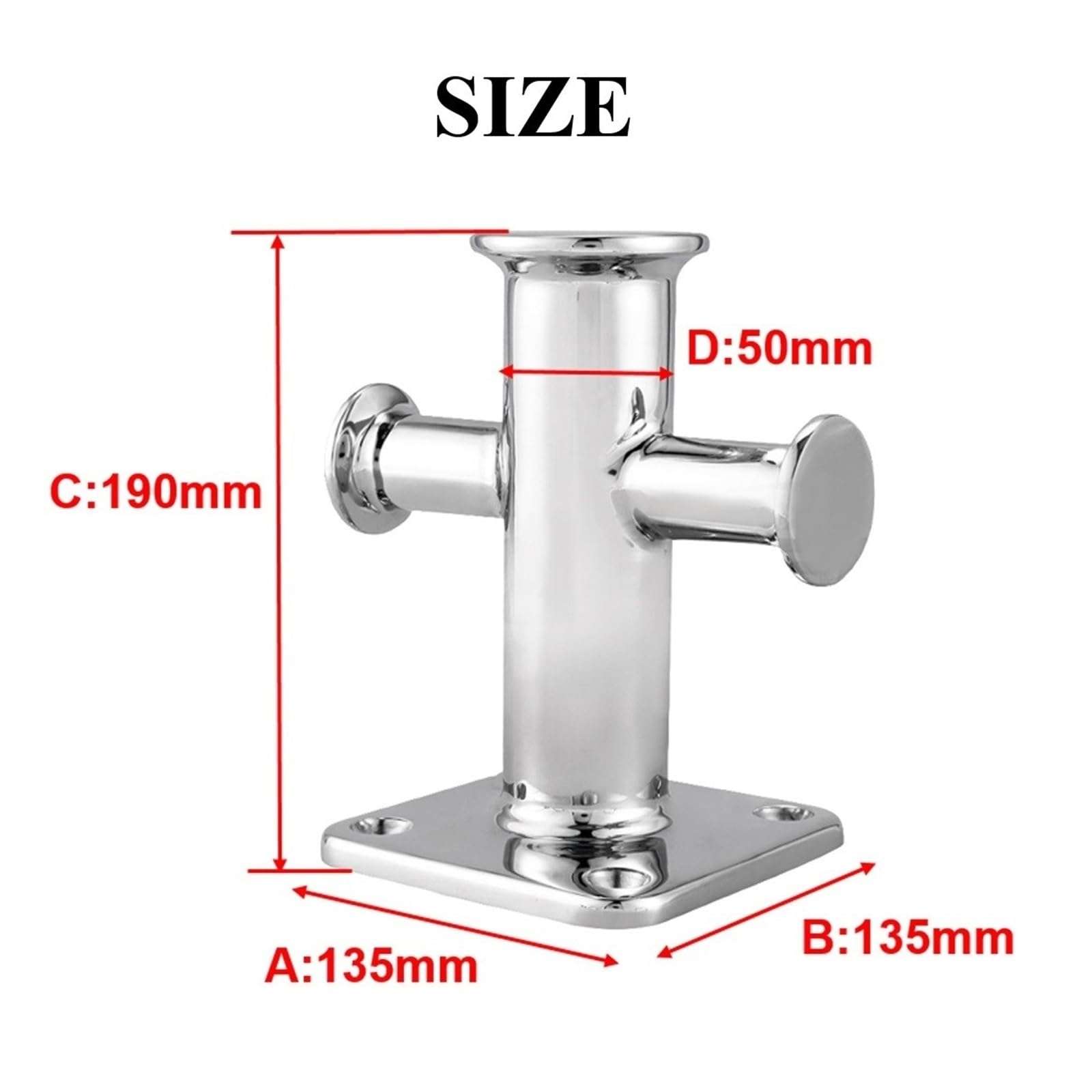 Pojedynczy słupek krzyżowy knaga do łodzi, 135x135x190mm stal nierdzewna 316 łatwa instalacja słupek do łodzi niezawodny na jachcie okrętowym