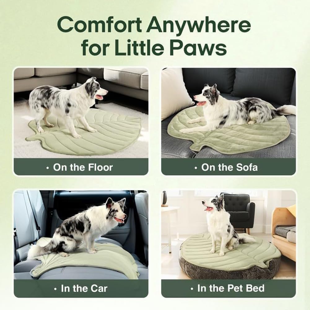 Alfombrilla de refrigeración duradera para perros y gatos, grande y lavable, cama para mascotas en forma de hoja, ideal para perros y gatos en verano caluroso, L