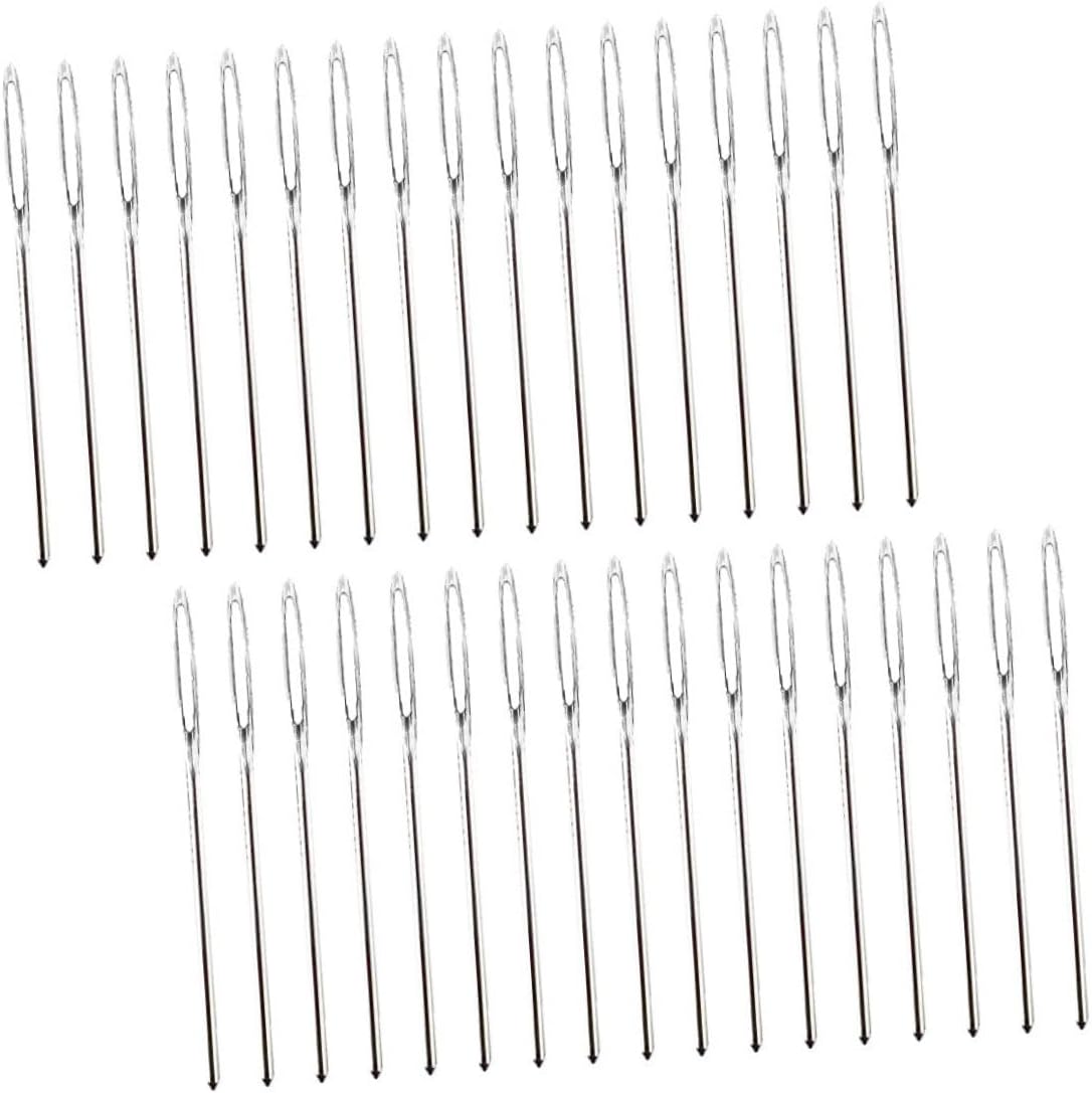 Hohopeti 100pcs Large Eye Blunt Needles Easy Threading Steel Needles for Cross Stitch and Leather Sewing DIY Sewing Accessories for Silver