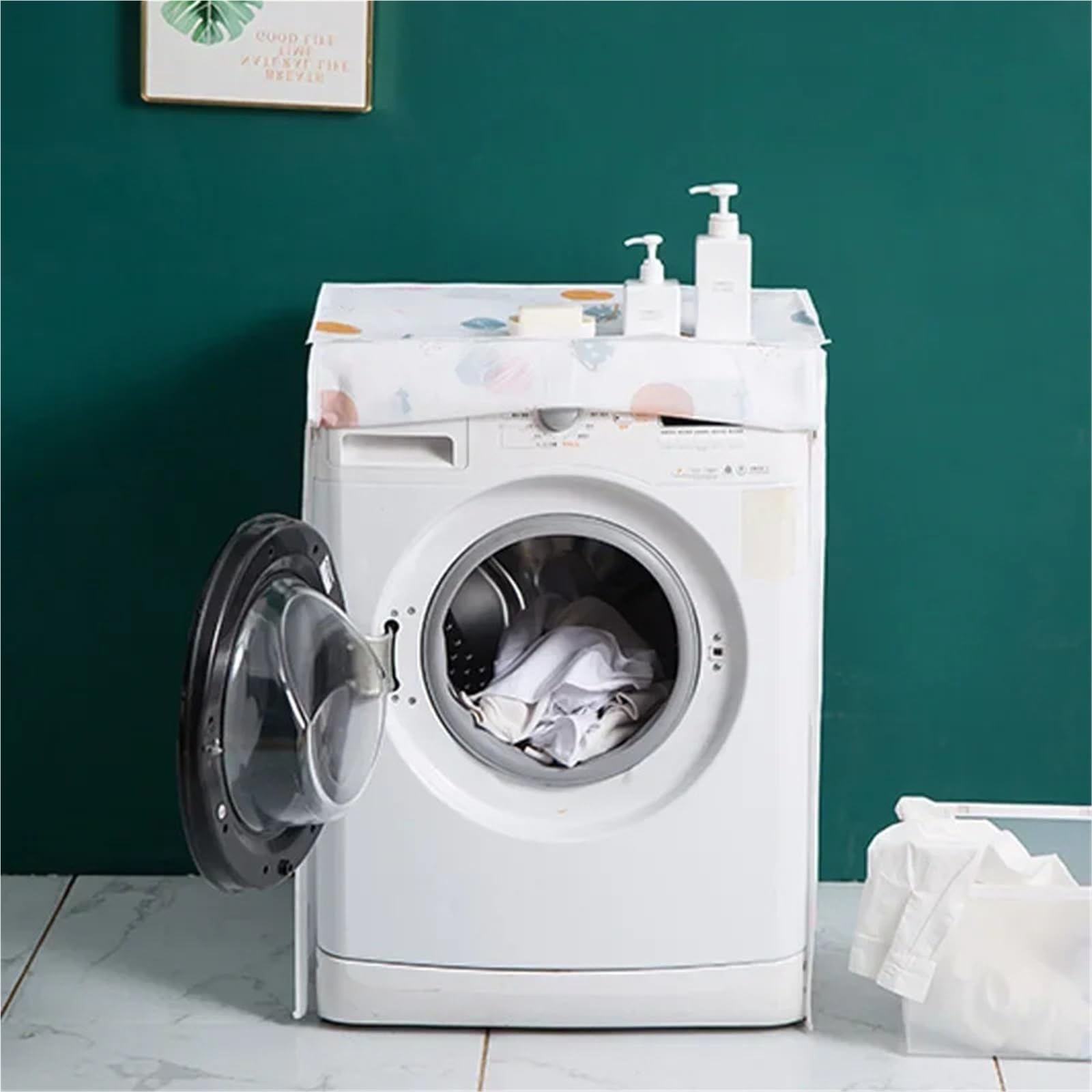 2 pezzi PEVA copertura for protezione solare for lavatrice custodia impermeabile giacca protettiva for parte anteriore superiore aperta per Interno(Front cover A)