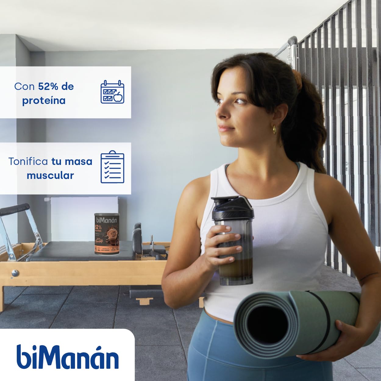 BIMANÁN - Batido de Proteína sabor Chocolate | 52% Proteína por Porción | Ayuda a Tonificar y Aumentar Masa Muscular | 360g, 12 Raciones