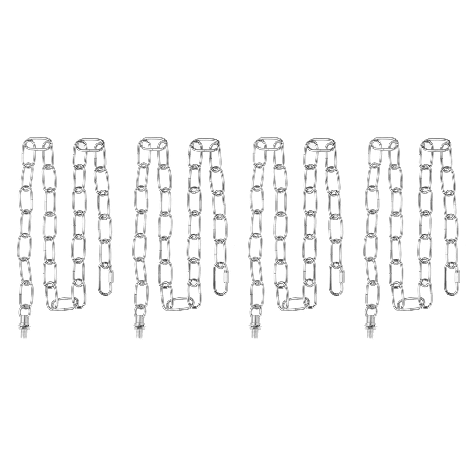 PATIKIL 3 ft Light Fixture Chain, 4 Set Lighting Chain Metal Looping Link with Quick Link Screw Lock Connectors Up to 110 lbs for Pendant Lights Chandeliers Swag Lights, Silver Tone