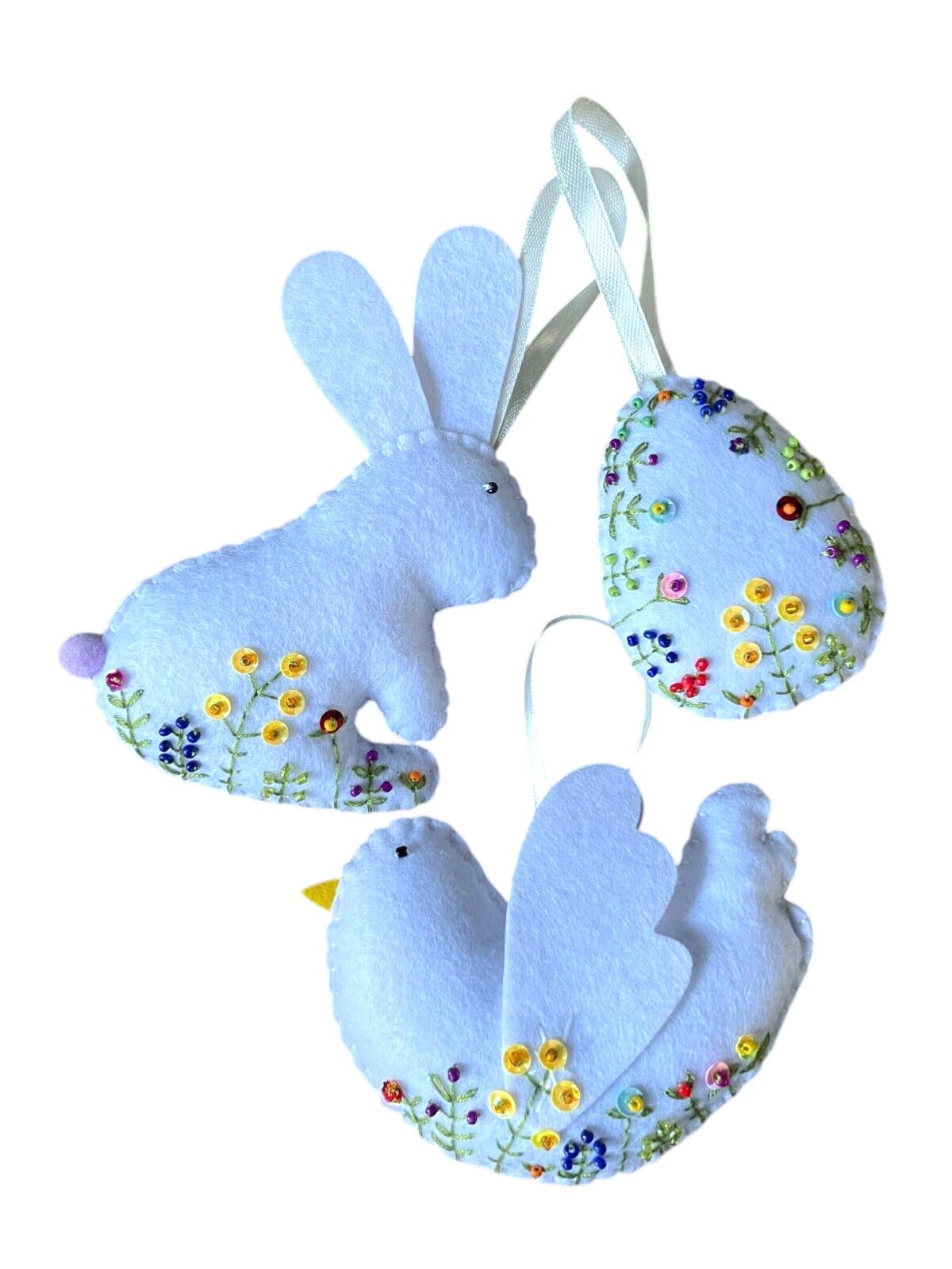 Handmade Felt Easter Decoration Bunny, Egg, Bird Hanging Ornament