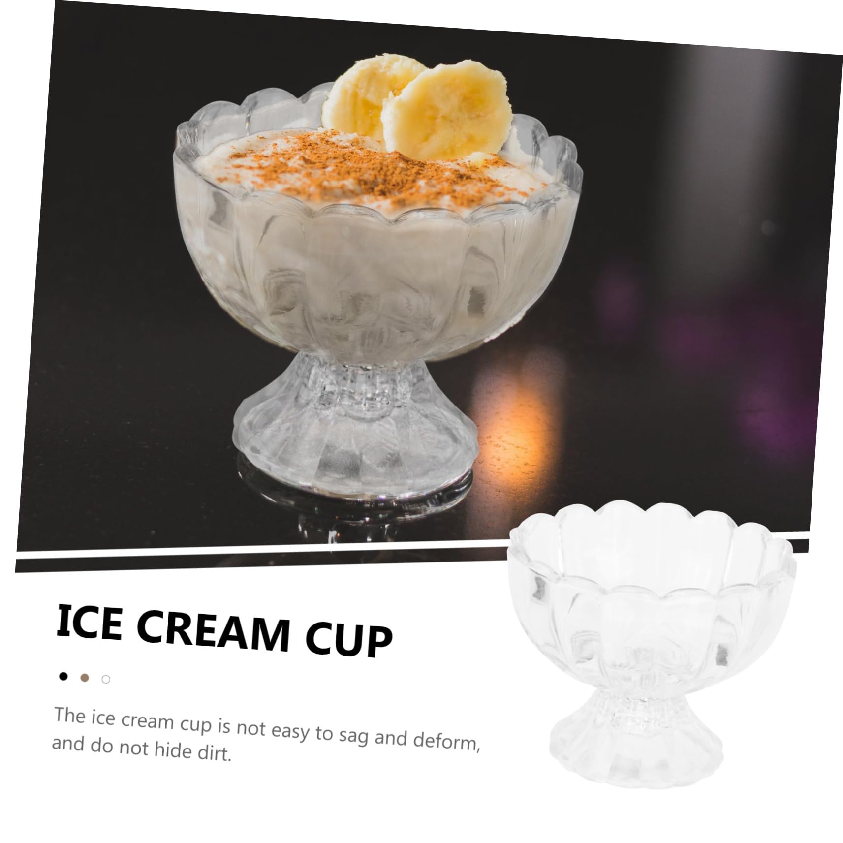 Coppe Dessert in Vetro a Forma di Loto, 150ml, Set 5 Pezzi, Facili da Pulire, per Gelato e Budino
