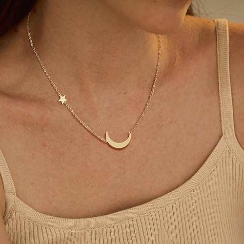Miniatura 4 de Ascomy - Collar con dije dorado delicado, chapado en oro de 14 quilates, joyería diaria con dije de hoja con circonia cúbica y corazón pequeño para