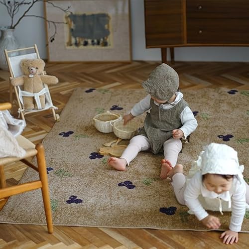 モチーフラグ ブルーベリー 90×130cm ベージュ cucan ミルクホーム MILKHOME 小さめ ラグ 洗える おしゃれ 北欧 韓国インテリア フルーツモチーフ オールシーズン 床暖対応 春夏 日本製 洗濯機で洗える 滑り止め 軽量 1畳 ラグ