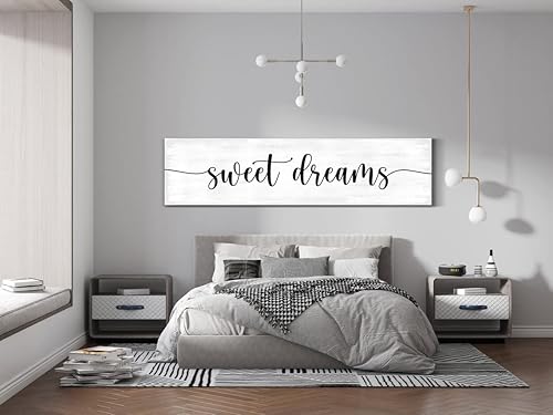 Miniatura 2 de NATVVA Cartel de Sweet Dreams para pared, pintura en lienzo, póster de citas para dormitorio principal, sobre la cama, regalo para parejas, sin marco