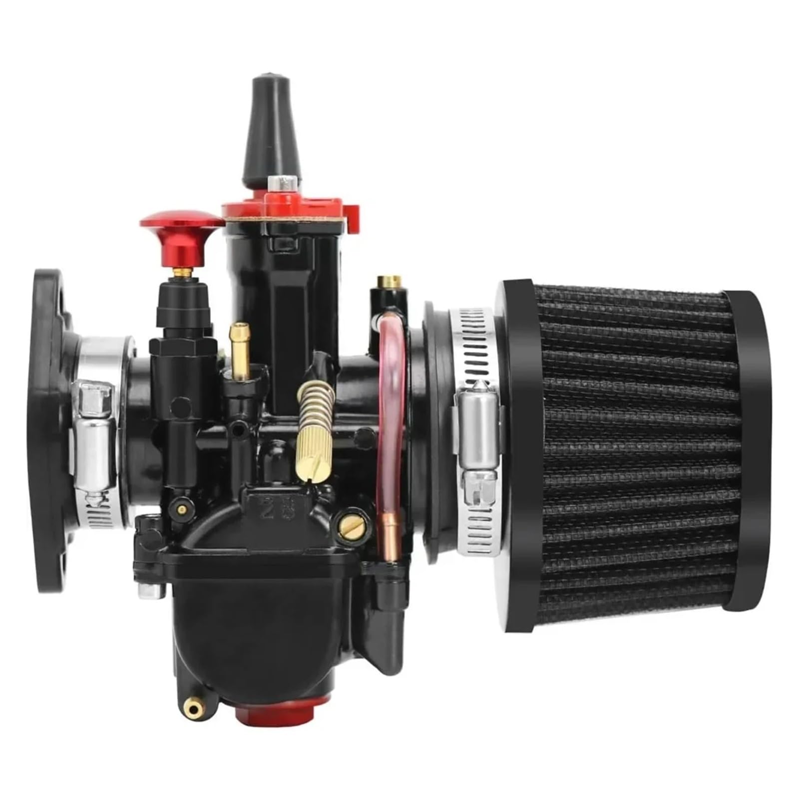 carburador de desbrozadora de gasolina Carburador para carburador para PWK con filtro de aire para adaptador colector admisión Tazón flotante visible Tubo codo guía(30mm Black Kit 2)