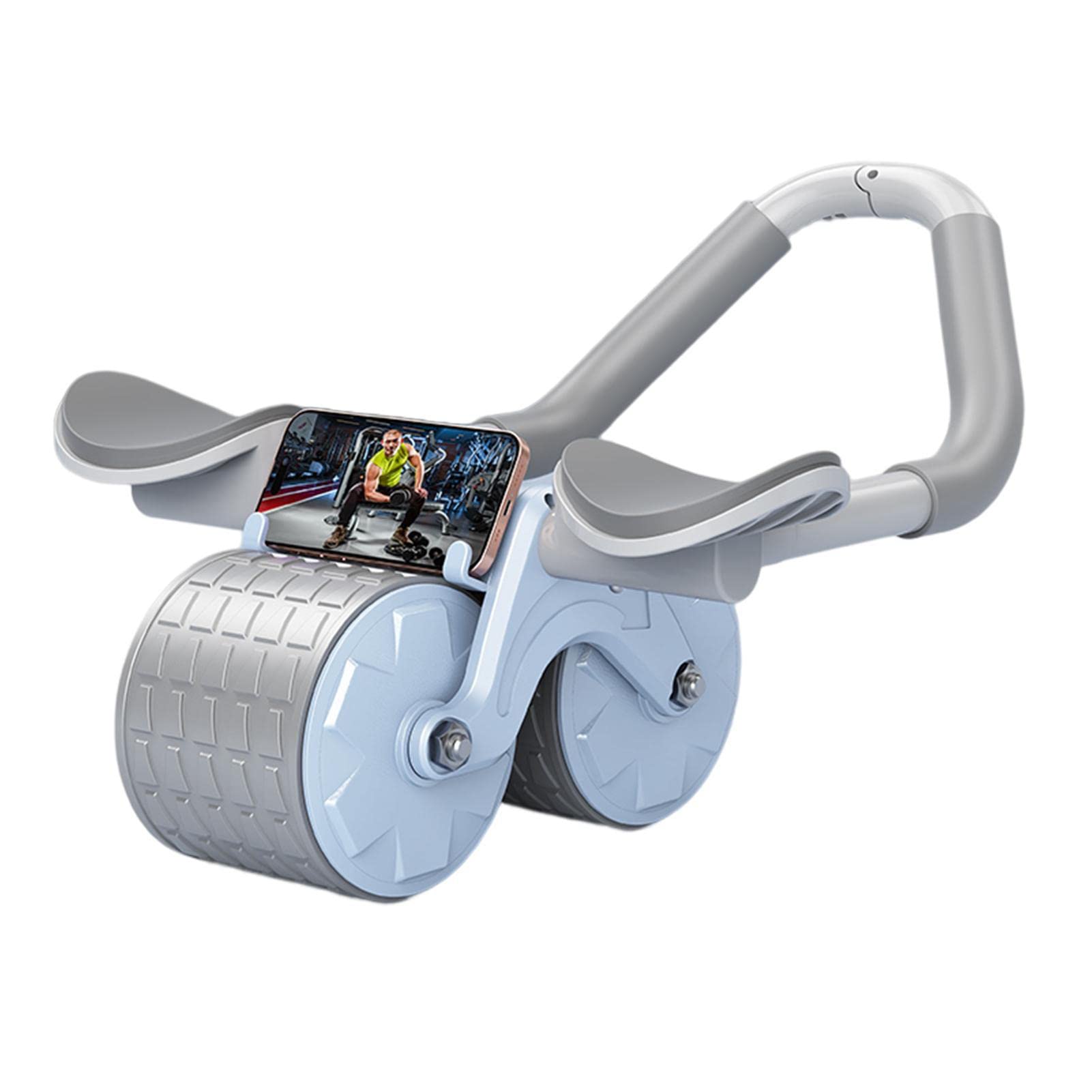 Rodillo abdominal con rebote automático, rueda abdominal para ejercitar los abdominales | Rodillo abdominal con rodillera, entrenamiento de fuerza central, equipo de fitness para ejercitar los