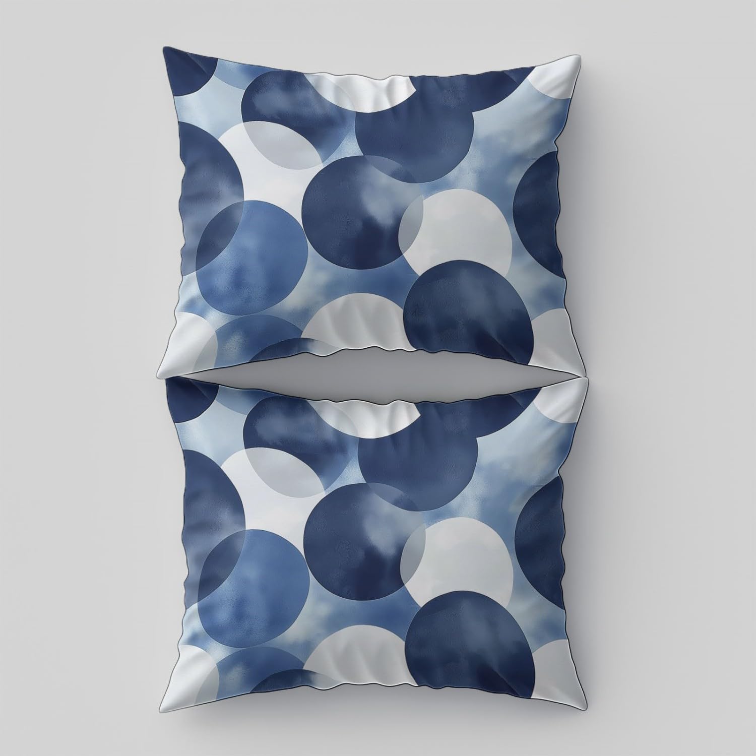Marineblau Bettwäsche 155x220 cm 3tlg, Schlafzimmer Deko Bettbezug und 2 Kissenbezug 80x80 cm, Zeitgenössisch Abstrakt Geometrisch Kreise Deckenbezug mit Reißverschluss, Weich Mikrofaser