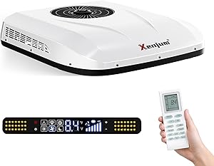 12V RV Air Conditioner, 11000BTU ONLY-43LBS Low-Profile Camper AC Unit, Ultra-Low Energy Use, 12 Volt DC Battery Powered Quiet AC for Off-Grid Camping, RVs, Vans, Trucks, Trailers (Cool Only)
