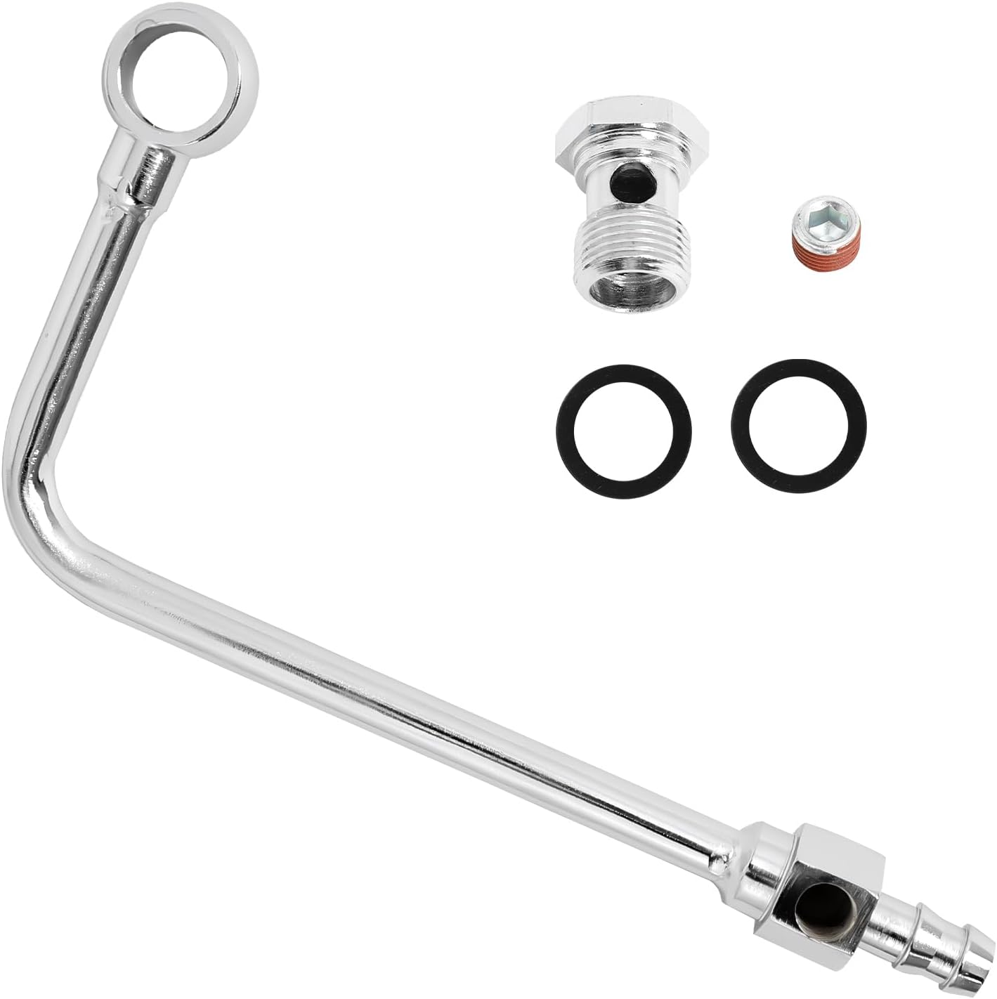 Chrome Steel Fuel Line，Single-Feed Line Kit with 5/8 Barbed End Inlet